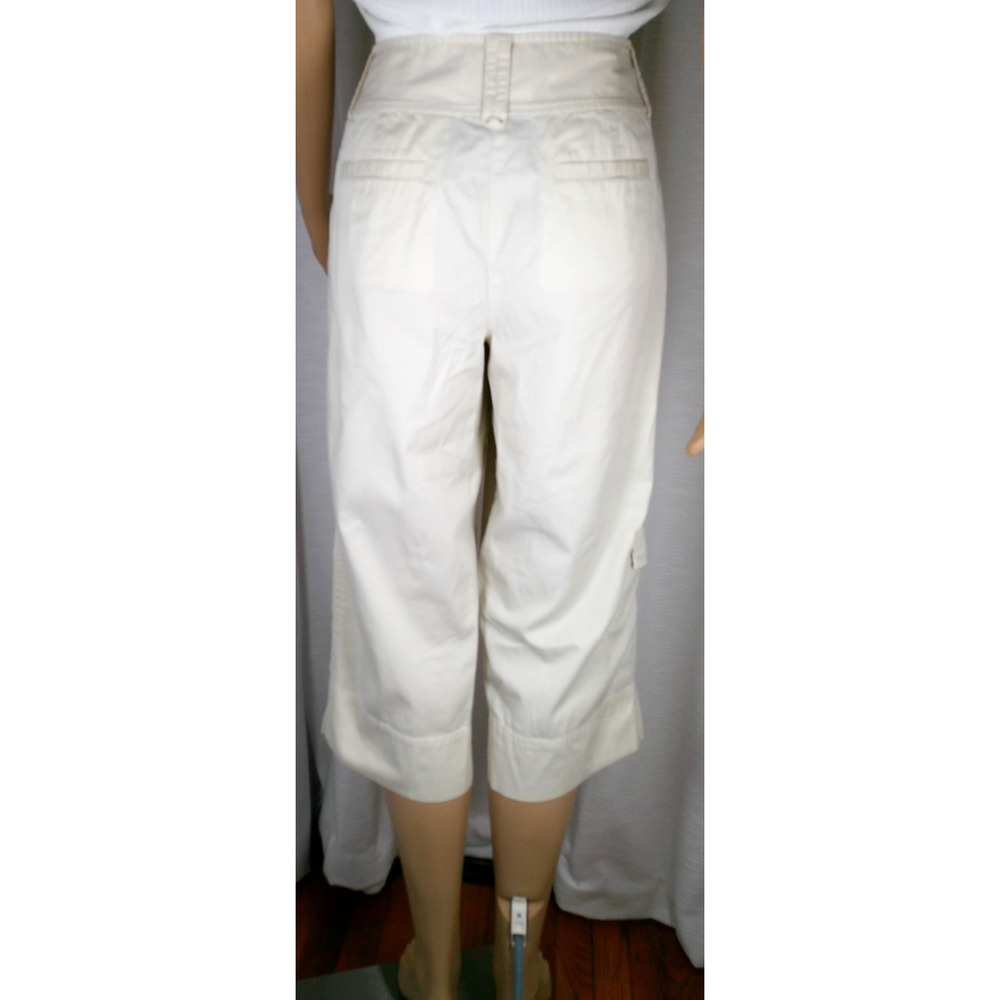 Axcess Cropped Utility Pants Ivory Poplin Grommet Pockets MInimalist - Picture 3 of 12